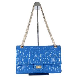 Chanel Puzzle Reissue 2.55 Flap Bag Quilted Patent 226 Blue