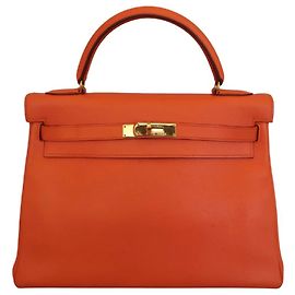 Hermès Sac à main Hermes Kelly Orange Gulliver avec fermoir doré 32 Orange