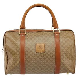 Céline Celine Vintage Macadam Canvas and Leather Beige