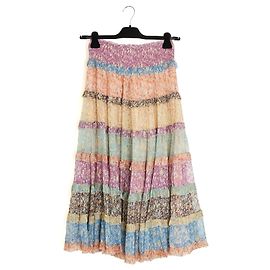 Zimmermann Carnaby Multicolor Silk Chiffon Ruffled Maxi Skirt Multiple colors