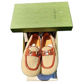 Gucci Horsebit Shearling Wool Loafers Brown Beige