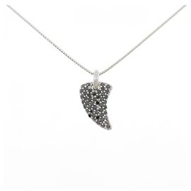 Autre Marque Colar com pingente de diamantes e ouro branco Au750 Prata