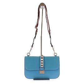 Valentino Garavani Bolsa "Glam Lock" azul em couro Azul