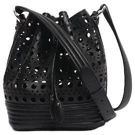 Alaïa Borsa a secchiello nera con taglio laser Nero
