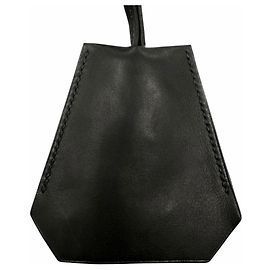 Hermès Hermes Leather Silver Hardware Margiela Era Clochette Necklace Black