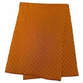 Hermès Echarpe de seda laranja vintage Hermes Laranja