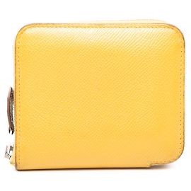 Cartera compacta de seda y Epsom amarilla Hermès Amarillo