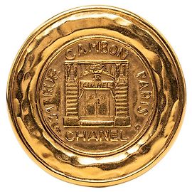 Chanel Gold Gold Plated 31 Rue Cambon Runde Brosche Golden