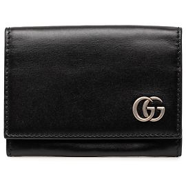 Gucci Black GG Marmont Kalbsleder Kartenetui Schwarz