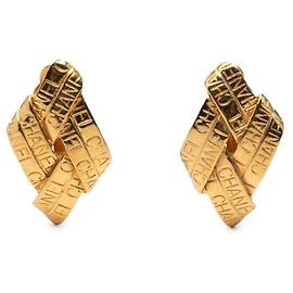 Pendientes de clip con motivo de cinta con logo Chanel Dorado