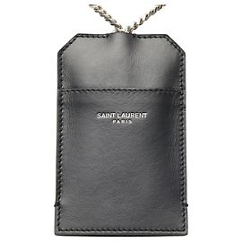 Saint Laurent Black Leather Card Case Black