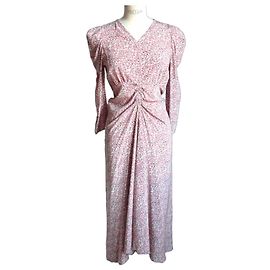 Isabel Marant Vestido de Seda Albi Rosa T36 Rosa Blanco Otro