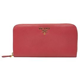 Prada Peonia Pink Saffiano Leather Long Wallet Pink
