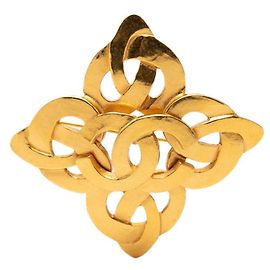 Broche Chanel Coco Mark plaquée or Doré
