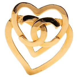 Spilla Vintage Chanel Coco Mark con Motivo a Cuore D'oro