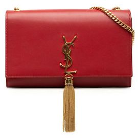 Borsa a tracolla Saint Laurent Kate Tassel Medium Chain Rosso