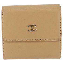 Chanel CC Trifold Leather Beige