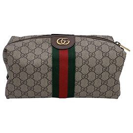 Clutch de tecido Gucci Ophidia Marrom Bege