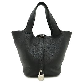 Hermès Hermes Picotin Lock PM Black Leather Tote Black