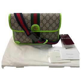 Bolsa de ombro Gucci Ophidia em lona GG Supreme e couro Marrom Bege