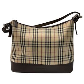 Bolsa de ombro em canvas e couro com estampa Nova Check da Burberry Marrom Bege