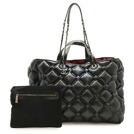 Borsa Tote Chanel in pelle Bubble Quilt Nero