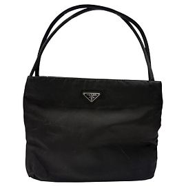 Borsa Tote Prada Nylon Tessuto Logo Nero