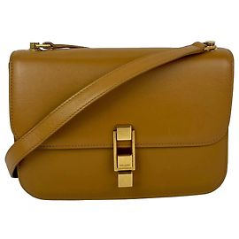 Yves Saint Laurent Bolsa de ombro Saint Laurent Le Carre em couro de bezerro liso marrom Marrom