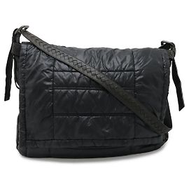 Bottega Veneta Nylon Leather Shoulder Bag Black