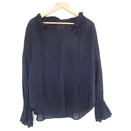 Autre Marque Noble Langarmbluse mit Schlagärmeln Blau Marineblau