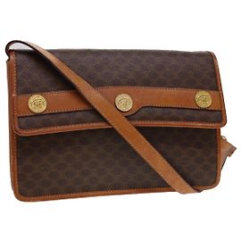 Céline Celine Vintage Macadam Canvas and Leather Marron