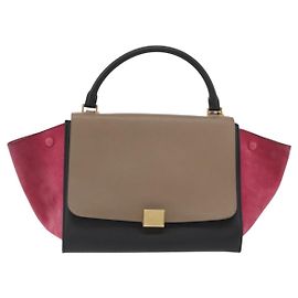 Céline Sac Trapeze Celine en cuir avec daim Medium Multicolore