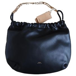 Apc A.P.C. Bolsa Ninon Chain Couro Preto Preto