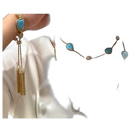Boucheron Serpent Bohème Chaîne de pull Turquoise Doré