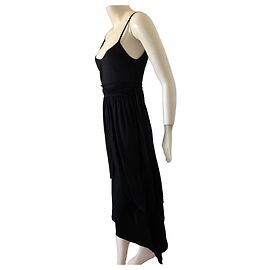 Karl Lagerfeld Asymmetrisches schwarzes Viskosekleid Schwarz