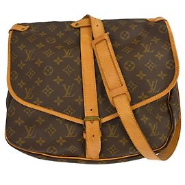 Louis Vuitton Saumur Handbag Monogram Canvas 35 Brown