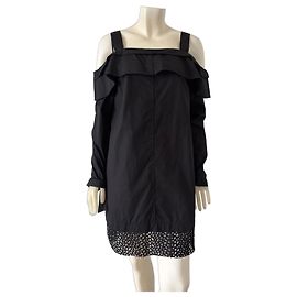Proenza Schouler Robe Coton Noir Cold Shoulder Noir