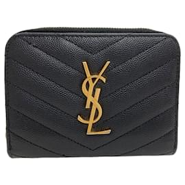 Carteira dobrável Cassandra Stitch Yves Saint Laurent Preto