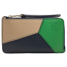 Loewe Puzzle Coin Card Holder Case Brown Green Navy blue