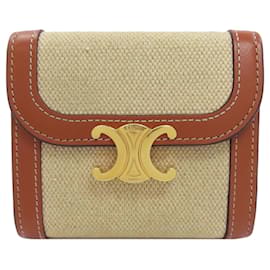 Céline Celine Small Flap Wallet Triomphe Bi-fold Brown