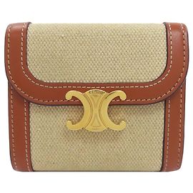 Céline Carteira pequena com aba Celine Triomphe Bi-fold Marrom