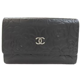 Chanel Camellia Long Wallet Black