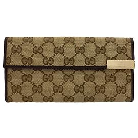 Gucci Brown Canvas Tri-fold Wallet Brown
