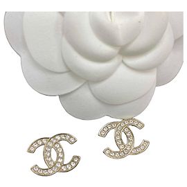 Orecchini Chanel CC Strass Oro D'oro