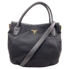 Sac cabas 2-Way en nylon noir Prada Noir