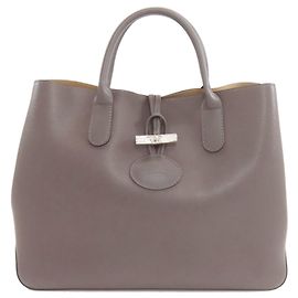 Longchamp Le Roseau Leather Handbag Brown