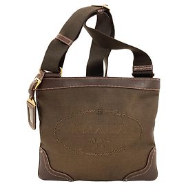 Borsa a Spalla Prada Logo Marrone scuro