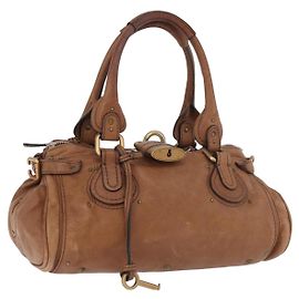 Chloé Borsa Chloe Paddington in pelle marrone oro argento Auth BA13024M Marrone Argento D'oro