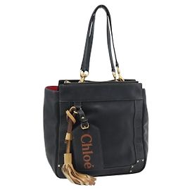 Chloé Borsa Tote Chloe Eden in pelle nera e oro Auth 182531A Nero D'oro