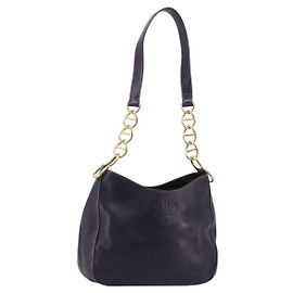 Bolsa de Ombro com Corrente PRADA em Couro Roxo e Ouro Auth 171280V Dourado Roxo